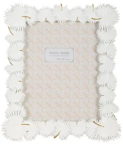 Cadre en résine blanche avec des feuilles 28,5x1,7x33 cm
