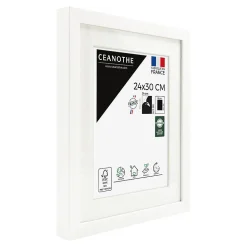 Cadre photo 24x30 cm milan blanc avec passe-partout 18x24 cm Fabriqué en France