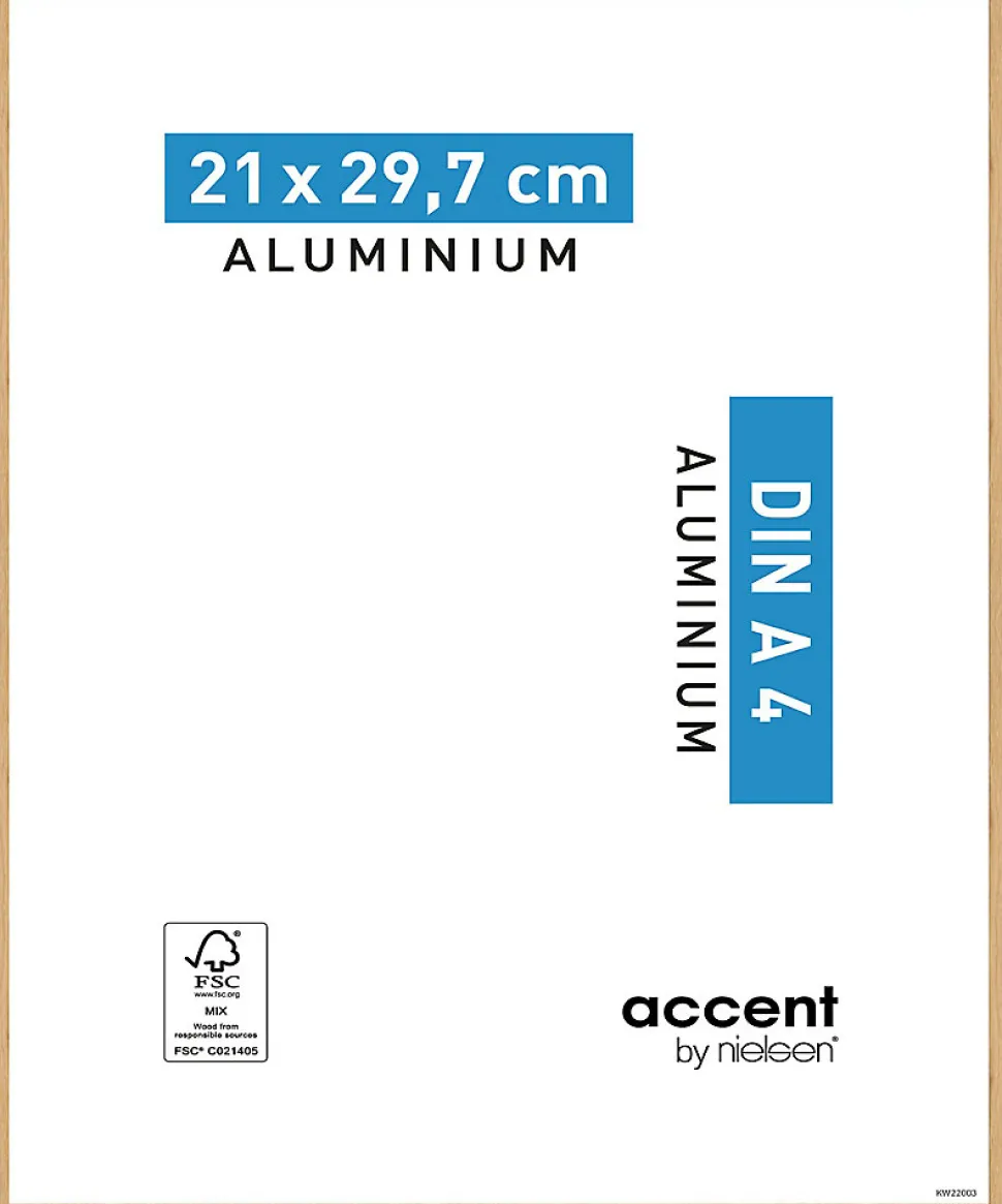 Cadre photo aluminium chêne Accent l.21 x H.29,7 cm