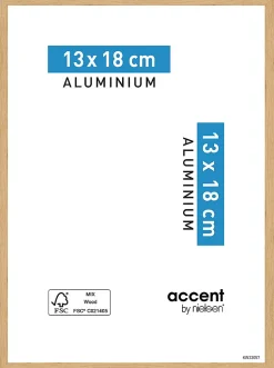 Cadre photo aluminium chêne Accent l.13 x H.18 cm
