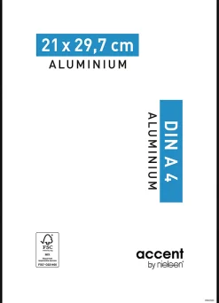 Cadre photo aluminium noir Accent l.21 x H.29,7 cm