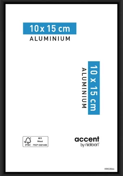 Cadre photo aluminium noir Accent l.10 x H.15 cm