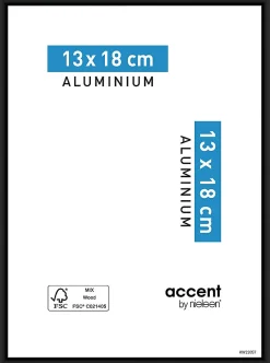 Cadre photo aluminium noir Accent l.13 x H.18 cm