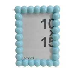 Cadre photo boules 10 x 15 bleu Ornami