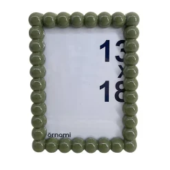 Cadre photo boules 13 x 18 vert kaki Ornami