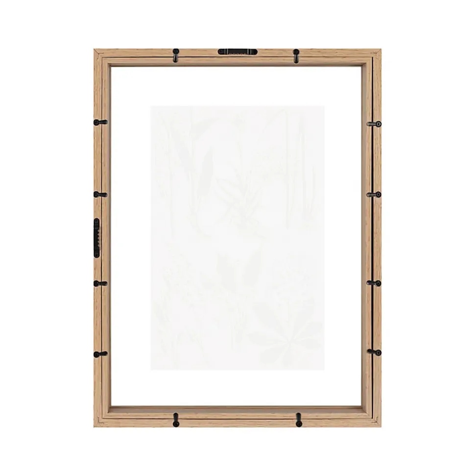 Cadre photo en bois aspect chêne, double verre 21 x 29 Ariane, Duali