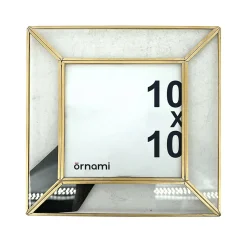 Cadre photo en verre et métal doré 10 x10 cm Ornami