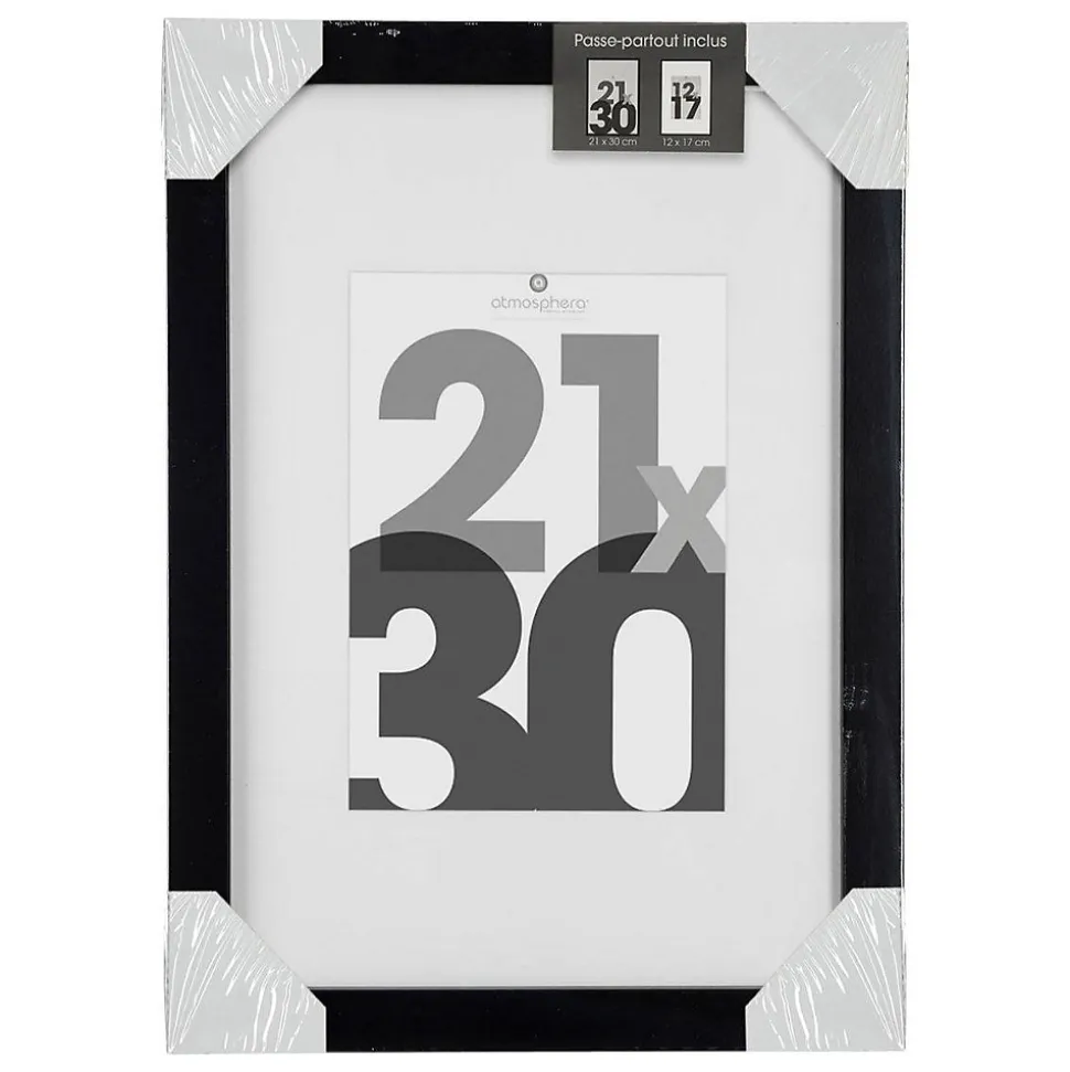 Cadre photo Eva - bois et verre - noir - 21x30 cm - Atmosphera