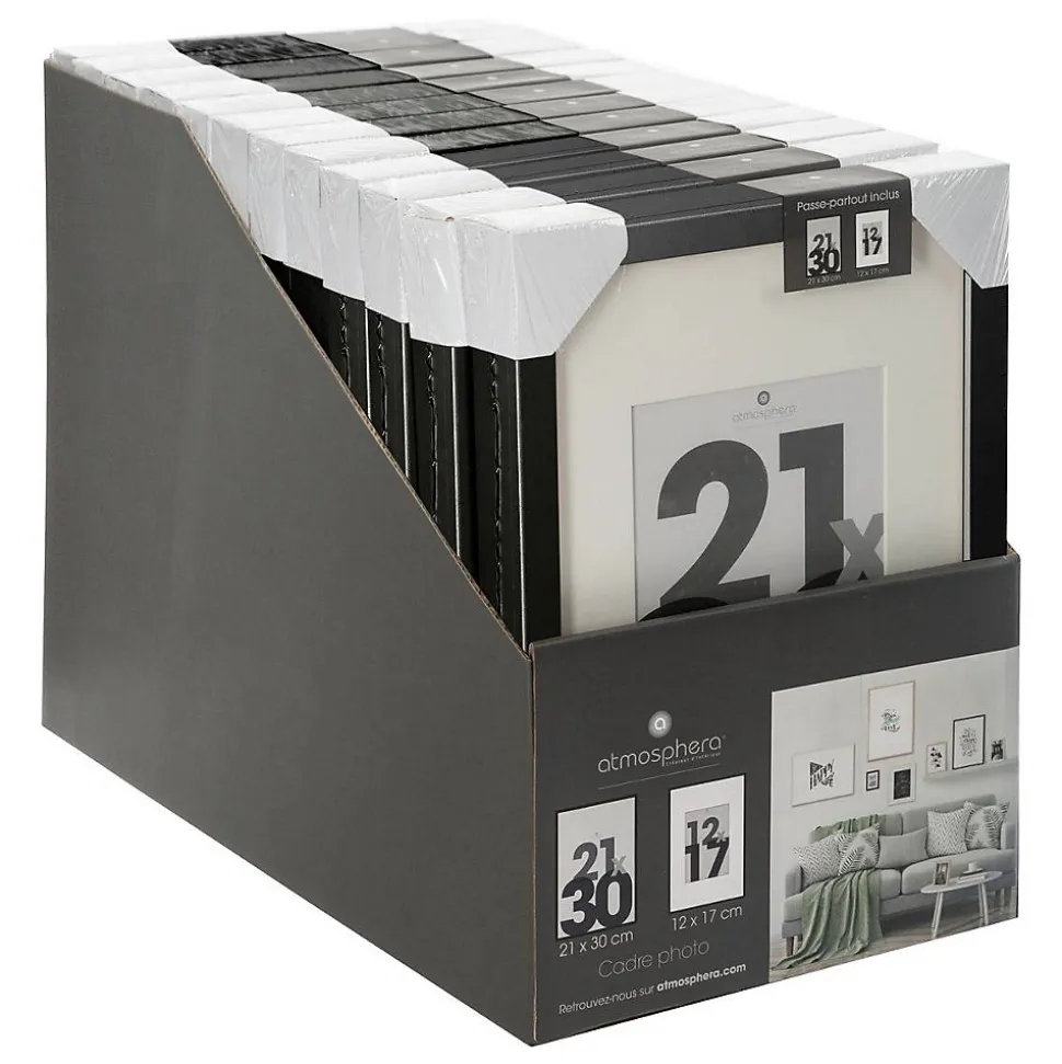 Cadre photo Eva - bois et verre - noir - 21x30 cm - Atmosphera