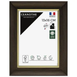 Cadre photo luna ébène doré 13x18 cm Fabriqué en France