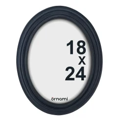 Cadre photo ovale noir 18 x 25 cm Ornami