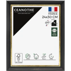 Cadre photo pandore noir doré 24x30 cm Fabriqué en France