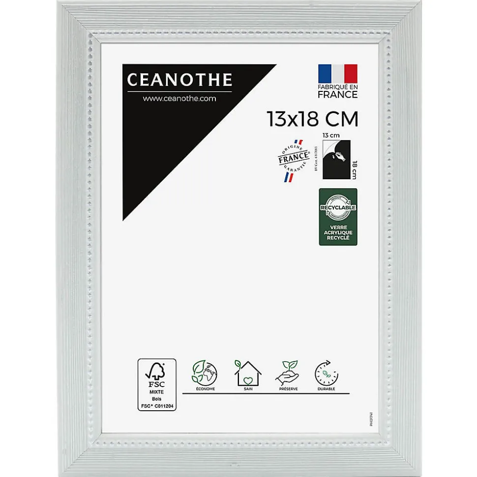 Cadre photo perle gris clair 13x18 cm Fabriqué en France