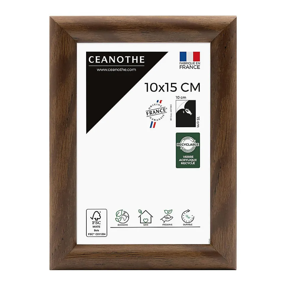 Cadre photo shelter ébène 10x15 cm Fabriqué en France