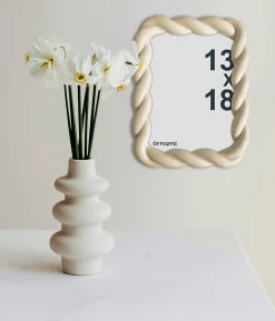 Cadre photo torsadé beige écru 13 x 18 cm Ornami