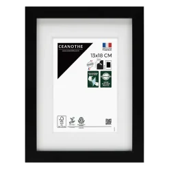 Cadre photo wild noir 13x18 cm avec passe-partout 9x13 cm Fabriqué en France