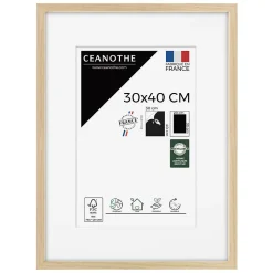 Cadre photo 30x40 cm chêne alba avec passe-partout 20x30 cm Fabriqué en France