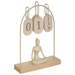 Calendrier métal Yogi H.28,5cm assorti- Beige- Atmosphera