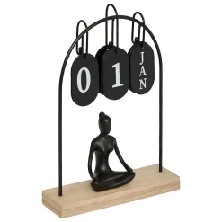 Calendrier métal Yogi H.28,5cm assorti- Beige- Atmosphera