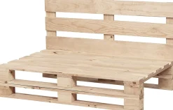 Canape en Palettes Poncees et Brossees 120x60cm Finition Ecru pour Patio Interieur Exterieur
