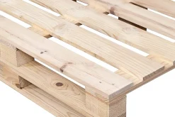 Canape en Palettes Poncees et Brossees 120x60cm Finition Ecru pour Patio Interieur Exterieur