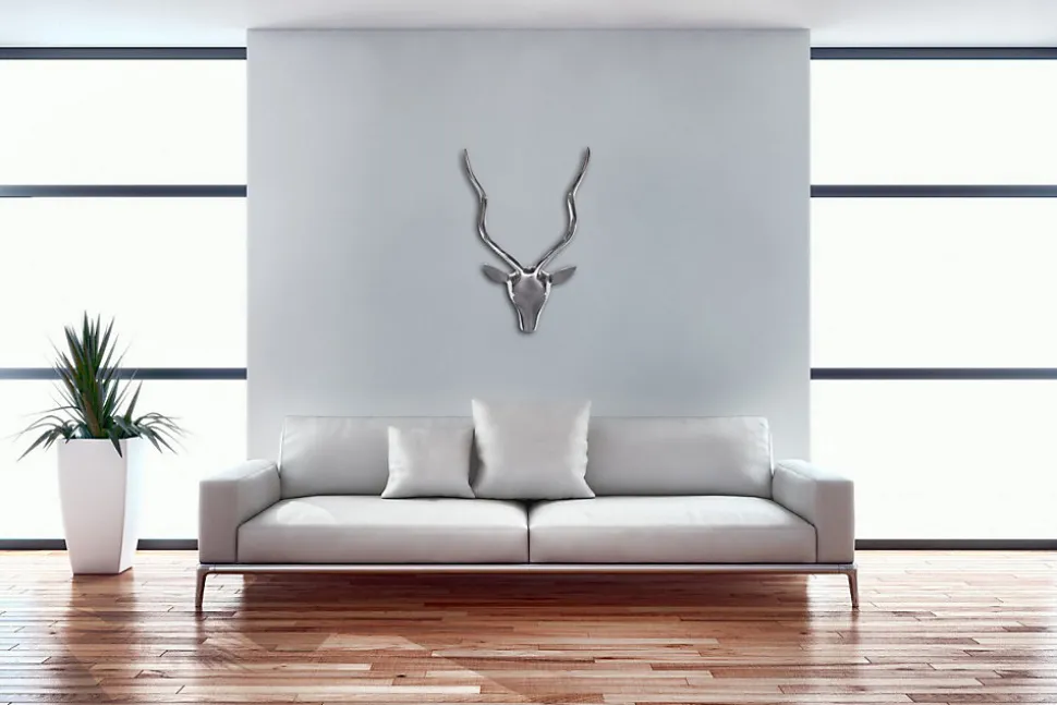 cerf décoratif bois S Deisgn cornes en aluminium 33cm décoration murale Nouvelles FineBuy