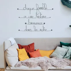 Chaque famille a une histoire bienvenue dans la nôtre - Sculpture fil de fer 50-60 cm - Bijoux de mur