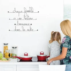 Chaque famille a une histoire bienvenue dans la nôtre - Sculpture fil de fer 50-60 cm - Bijoux de mur