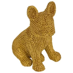 Chien déco Eden H.10cm assorti - Doré- Atmosphera