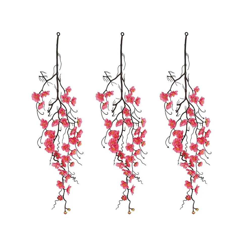 Chute plante artificielle cerisier rose 78cm lot de 3