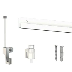 Cimaise Box Artiteq Classic ÉCO + fils perlon - Kit accrochage tableau 10 mètres , Blanc laqué