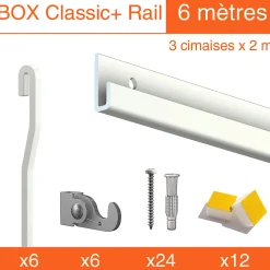 Cimaise Box Artiteq Classic+ PREMIUM - 80kg - Kit accrochage tableau 6 mètres , Gris