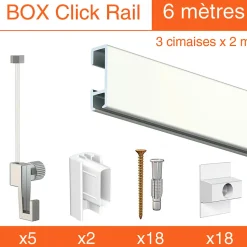 Cimaise Box Artiteq Click ÉCO - Kit accrochage tableau 6 mètres , Blanc mat à peindre
