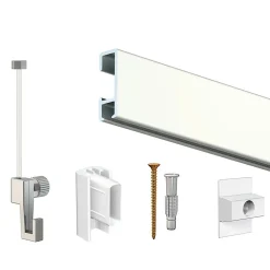 Cimaise Box Artiteq Click ÉCO - Kit accrochage tableau 20 mètres , Alu brossé