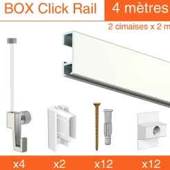 Cimaise Box Artiteq Click ÉCO - Kit accrochage tableau 20 mètres , Alu brossé