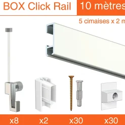 Cimaise Box Artiteq Click ÉCO - Kit accrochage tableau 20 mètres , Alu brossé