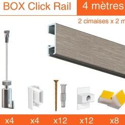 Cimaise Box Artiteq Click PREMIUM - Kit accrochage tableau 10 mètres , Blanc laqué