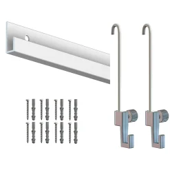 Cimaise Box ÉCO Classic Rail + Tige 2mm - 200 cm - Kit tout en un Blanc mat à peindre