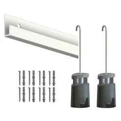 Cimaise Box PREMIUM Classic Rail Blanc Mat + Tige 2mm - 200 cm - Kit tout en un Blanc laqué
