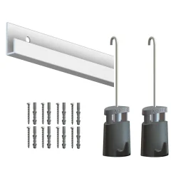 Cimaise Box PREMIUM Classic Rail Blanc Mat + Tige 2mm - 200 cm - Kit tout en un Blanc laqué