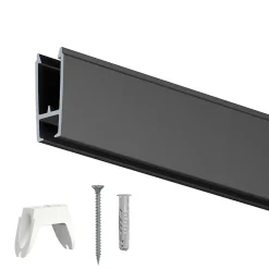 Cimaises XPO Rail 200cm + clips + vis et chevilles multimatériaux - Cimaise Tableau Artiteq Noir