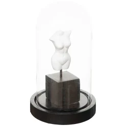Cloche Subli - résine et verre - noir et blanc - H21 cm - Atmosphera