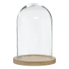 Cloche verre et bois - transparent - H26 cm - Atmosphera