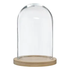 Cloche verre et bois - transparent - H26 cm - Atmosphera