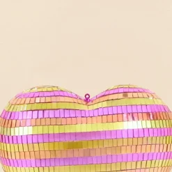 Coeur à facettes rayé bicolore 22x23cm