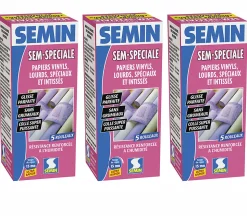 Colle en Poudre pour Papiers Peints Sem-Spéciale Semin, Vinyls, Lourds, Spéciaux et Intissés, Intérieur, Boite 200 g (lot de 3)