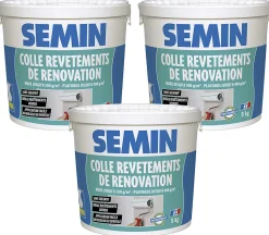 Colle Revêtements de Rénovation Lisse en Pâte Semin, Prête à l'Emploi, Intérieur, Seau de 5 kg (Lot de 3)