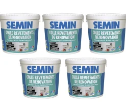 Colle Revêtements de Rénovation Lisse en Pâte Semin, Prête à l'Emploi, Intérieur, Seau de 5 kg (Lot de 5)