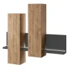 Composition murale BERGAME LED Chene et gris Design moderne