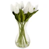 Composition tulipes avec vase Hector blanc H28,5cm - Atmosphera